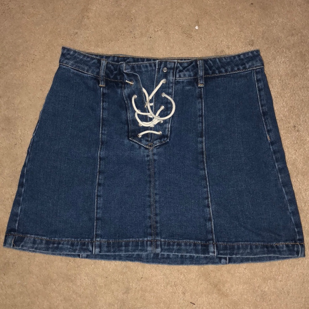 Kendall & Kylie lace up denim skirt
